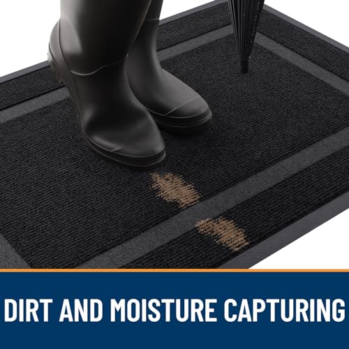All-Season Heavy-Duty Rubber Front Door Mat 71x47 Black Classic Border