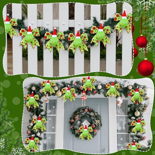 Christmas Bow Decorations 12 Pack 6 Inch Red & Green Polka Dot Holiday Wreath & Tree Ornaments