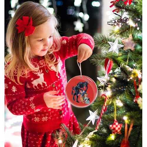 Krampus Classic Red Theme - Christmas Ornaments - Christmas Decorations - 3.6 in Acrylic Two Sided Printing - Gag Gifts - Nasty Naughty Gifts - White Elephant Gifts -Stocking Stuffers