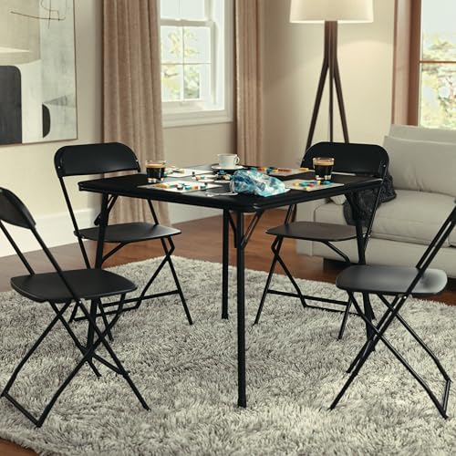 Folding Card Table - 33.5 Inch, Black, Portable Multipurpose Game & Party Table