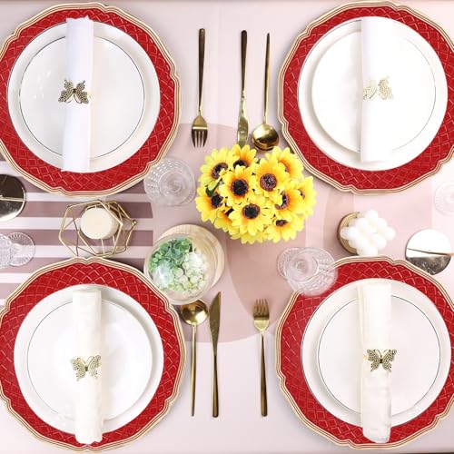 SforGUVA Red 6-Pack Scallop Charger Plates for Wedding & Holiday Table Decor