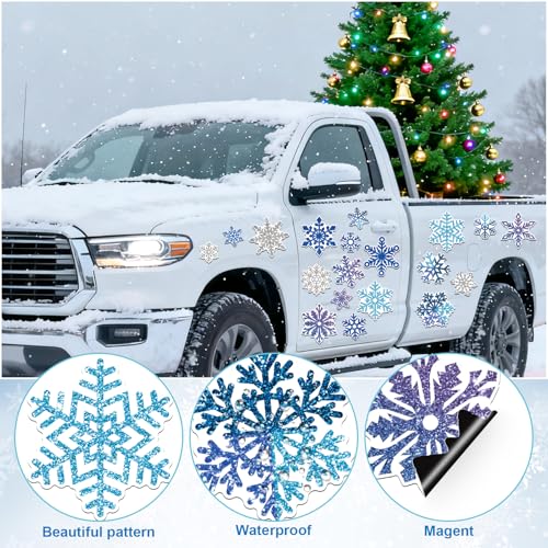 Auzesto Snowflake Refrigerator Magnets 25Pcs Winter Christmas Decor