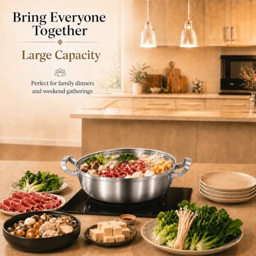 14-Inch Stainless Steel Deep Fry Pan with Lid - 7QT, Tri-Ply Construction