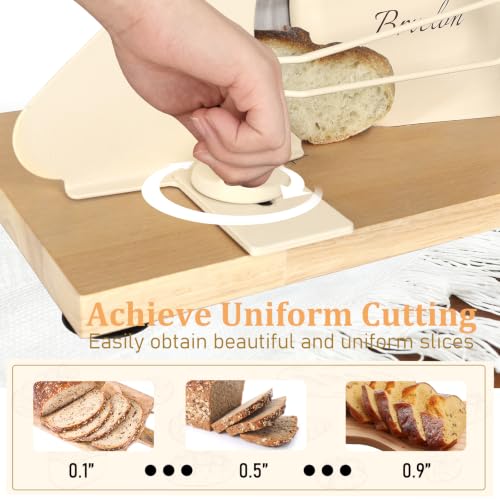 Manual Bread Slicer for Sourdough - Adjustable Thickness, White, Includes 10 Bread Bags