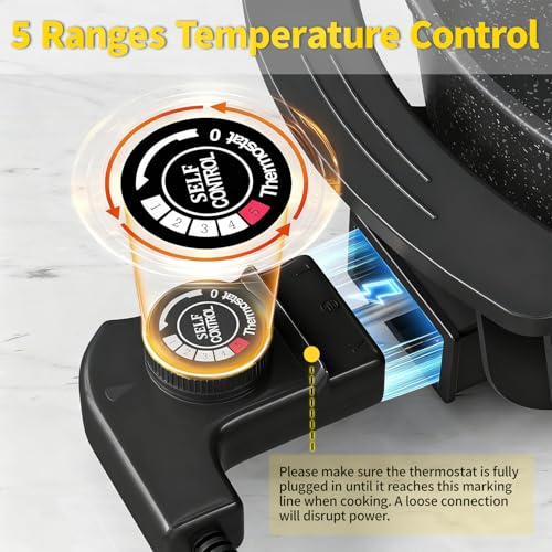 Food Party 6L Electric Hot Pot with Divider, 5-Level Temp Control, Fast Boil, Non-Stick