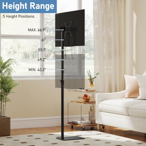 Baoz 360° Rotation Floor TV Stand for 14-43 Inch Flat Screen TV, Height Adjustable & Swiveling