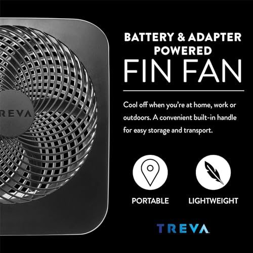 Black Portable Desk Fan 10-Inch Battery or AC Powered 2-Speed Fan - Treva