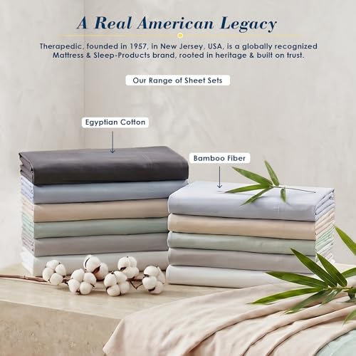 Therapedic 100% Egyptian Cotton King Sheets Set - Sage, 6-Piece Luxury Bedding