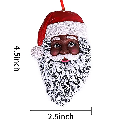 African American Black Santa Claus£¬4.5-inches Tall American Santa Head Ornament for Christmas Decor