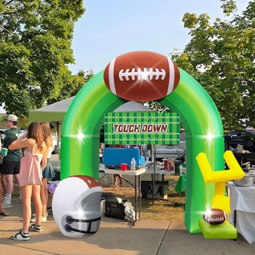 Eyourlife 9FT Inflatable Football Arch with LED Goal Post & Helmet - Yard Party Decor