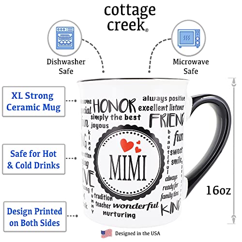 Cottage Creek Mimi Mug 16oz Black and White Coffee Cup | Gift for Mom & Grandma