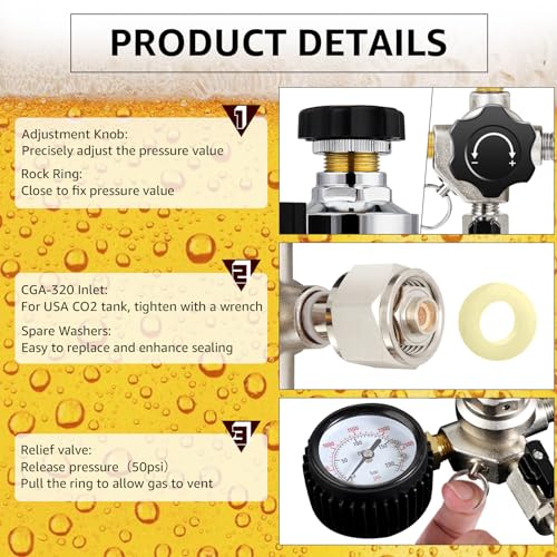Dual Output CO2 Regulator for Draft Beer Kegs - CGA-320, Heavy Duty Brass