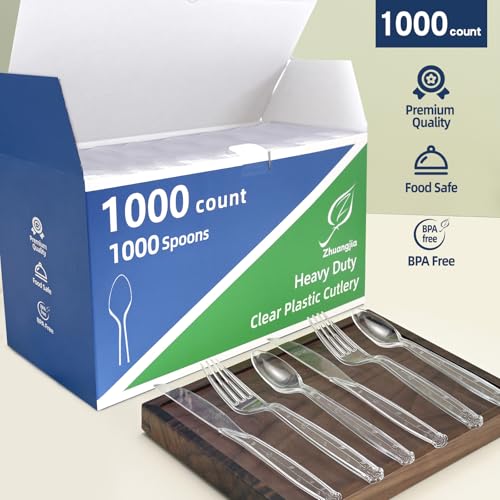 1000 Count Heavy Duty Clear Plastic Spoons Disposable