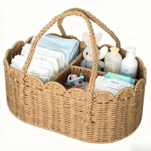 Camel Baby Diaper Caddy Organizer with Removable Dividers - Nursery Storage Basket
