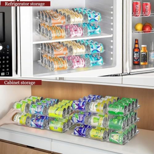 Attelite 3-Tier Stackable Can Organizer 6 Sets with Automatic Rolling - Pantry Storage Rack
