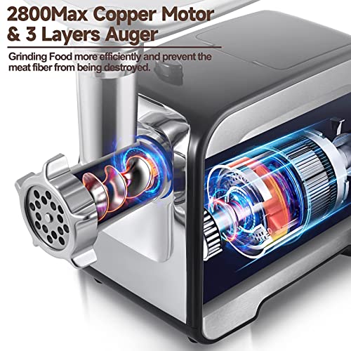 ALTRA LIFE Silver 2800W Heavy Duty Electric Meat Grinder & Sausage Stuffer Kit