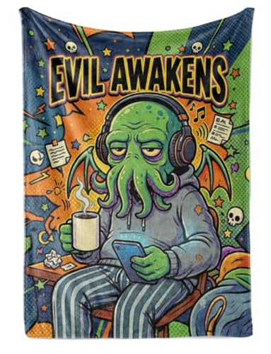 Cute Cthulhu Themed Flannel Blanket 50x65 Inches - Cozy Gift Idea