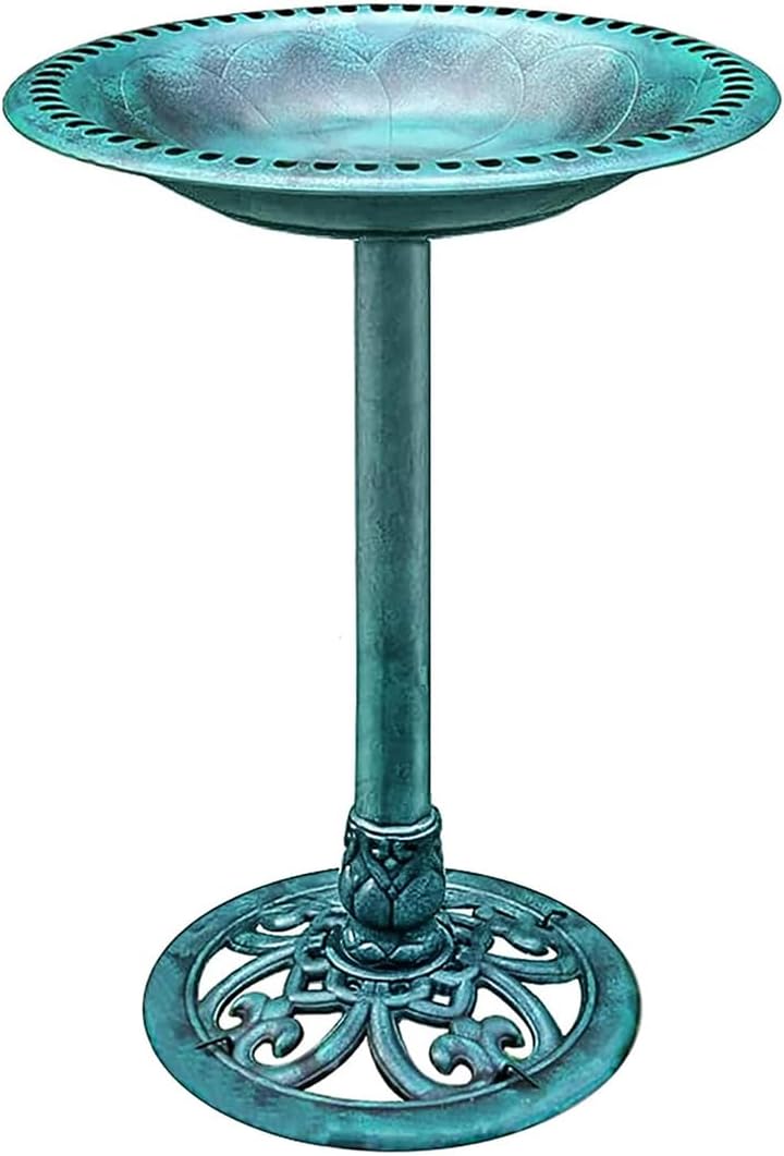 VIVOHOME Bird Bath - Weather-Resistant Outdoor Pedestal Design | 28-Inch Height, 20-Inch Bowl, Green