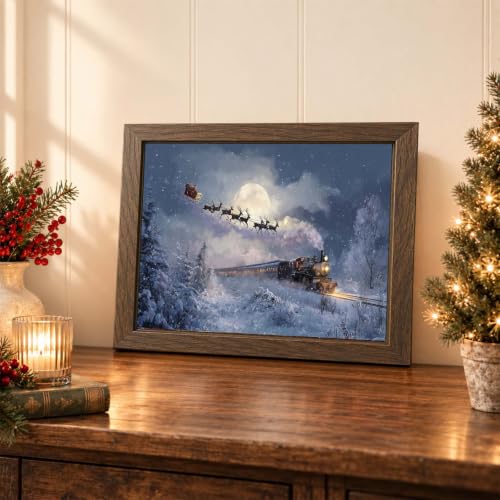 llyinglpdec Santa Sleigh and Reindeer Christmas Wall Art Print, Steam
