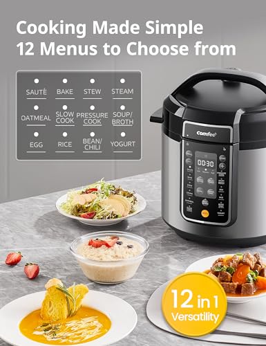 COMFEE' 6 Quart Stainless Steel Electric Pressure Cooker with 13 Functions