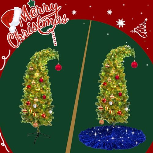 SOMUAUY Royal Blue Velvet Christmas Tree Skirt 45 Inch Ruffled Holiday Decor