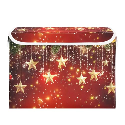 Christmas Storage Bins with Lids and Handles - Collapsible Organizer Basket (Variation Christmas 3)
