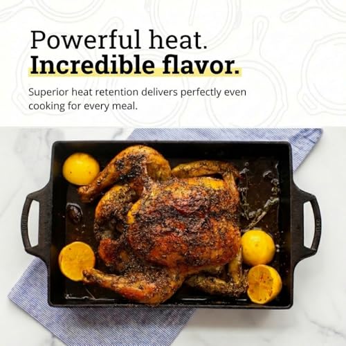 Cast Iron Casserole Pan 9x13 Inch - Pre-Seasoned Heavy Duty Bakeware