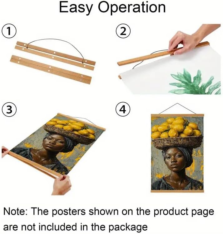 Skiennix Magnetic Poster Hanger Frame - Teak Wood Design for 20x24 to 20x30 Movie & Music Posters | Ideal for Wall Art & Home Decor
