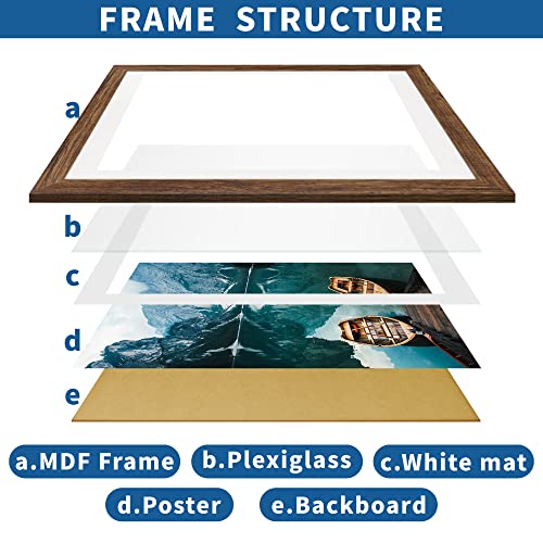 Hongkee Rustic Brown 24x36 Poster Frame Set of 2 for 20x30 & 24x36 Photos, Wall Art Display