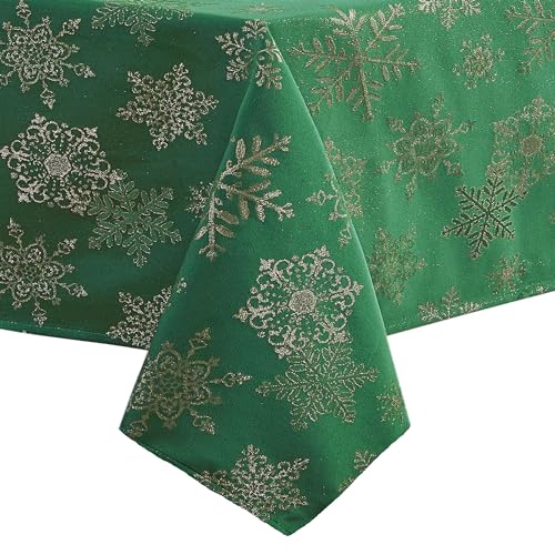 Newbridge Christmas Snowflake Fabric Napkins Set of 4 Hunter/Gold 17x17" Square