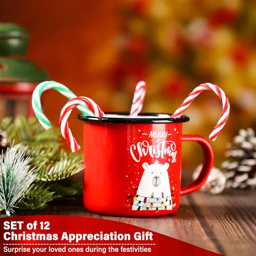 12 Pack Christmas Enamel Coffee Mugs Set - Holiday Holiday Gift