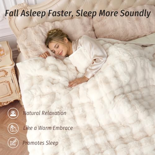 Weighted Blanket for Adults 80x87 Inches - Cream White, 15 lbs King Size