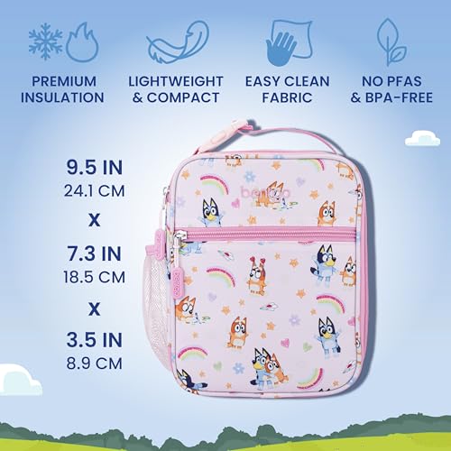 Kids Lunch Set with Bluey - Heart & Crafts 3-Piece Bento Box & Accessories - Leak-Proof, Insulated, Toddler Friendly