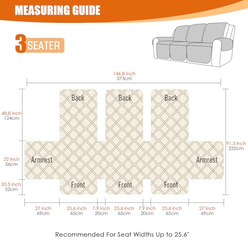 VANSOFY Waterproof Recliner Couch Cover 3 Seater Dark Gray Washable