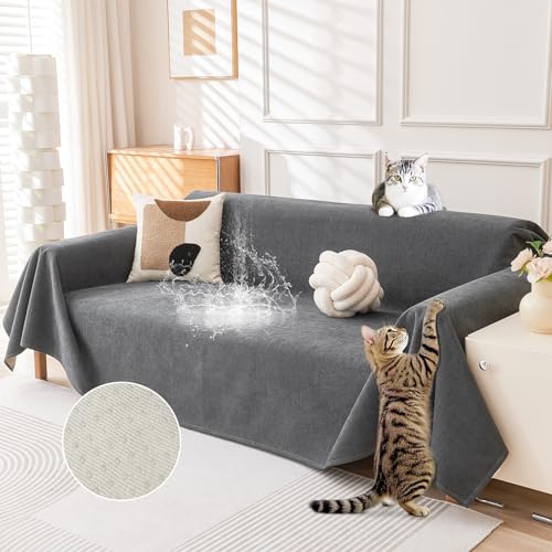 Deep Dream Waterproof Cat-Scratch Resistant Couch Cover - Dark Grey / 91" x 134"