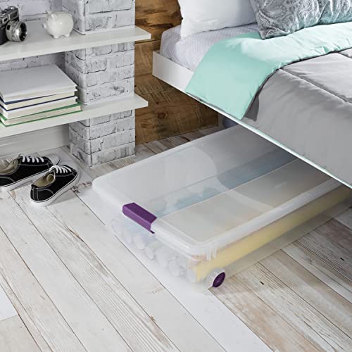 Sterilite ClearView Latch Wheeled Underbed Storage Boxes - 60 Quart, 4-Pack