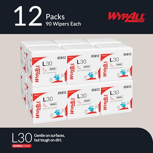 WypAll GeneralClean L30 Heavy Duty Cleaning Towels Pack of 1080 Sheets, 12 Packs