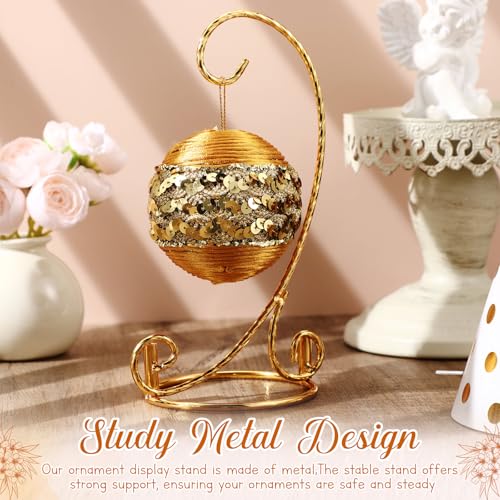 1 Pcs Ornament Display Stand 7.5 H Ornament Stand Holder Hanging Terrarium Bracket Air Plant Holder Hanging Hook for Christmas Home Party Wedding Decoration(Gold)