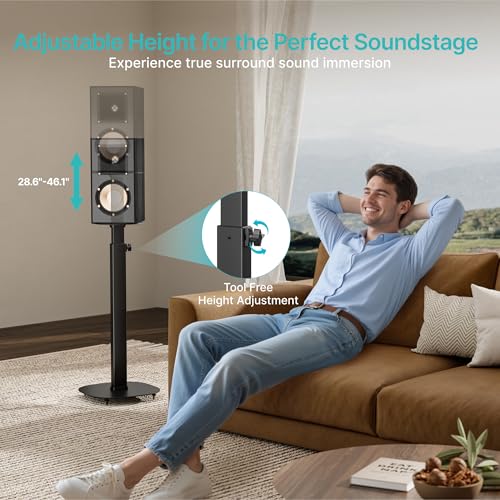 Height-Adjustable Speaker Stand Pair from 28.6" to 46.1",22lbs