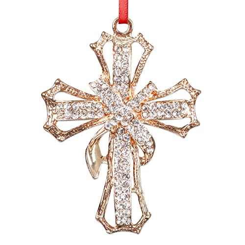 WaaHome Metal Cross Christian Christmas Ornaments - Religious Christmas Ornament Gifts for Women Girls Mom, 2025 Cross Keepsake Ornament Nativity Ornaments for Xmas Tree Decorations
