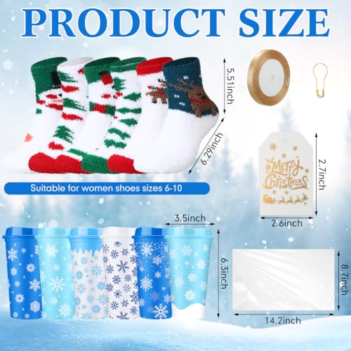 Glitopper 36 Sets Snowflake Christmas Gift Set for Coworkers – 36 Pairs Socks, 36 Mugs, 36 Cards, 50 Bags & Ribbon (Snowflake Variation: 36 / Snowflake)