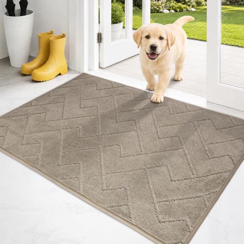PURRUGS Indoor Door Mat Taupe 24 x 35.5 inches Dirt Trapping Low Profile