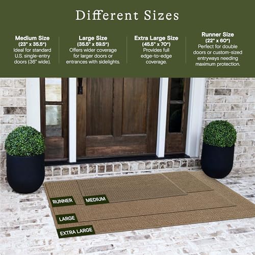 WaterHog Large 35.5x59.5 Inch Indoor Outdoor Front Door Mat - Camel, All-Weather Rug