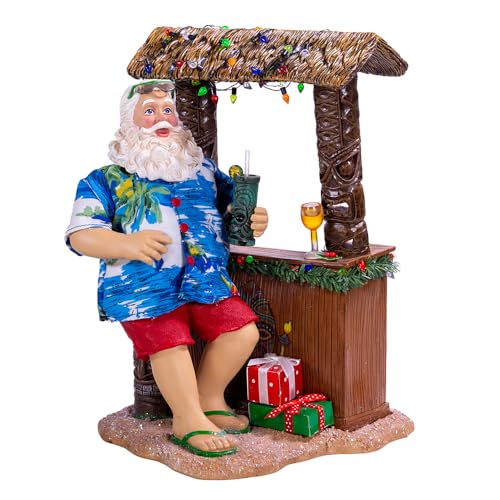 Beach Santa at Tiki Bar Figure – 11 inch Kurt Adler Holiday Decor