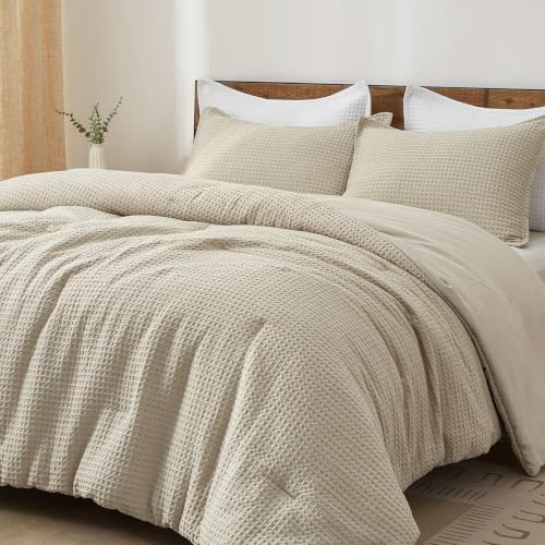 PHF Ultra Soft Waffle Comforter Set 3 Pieces King Linen | Breathable & Durable Bedding
