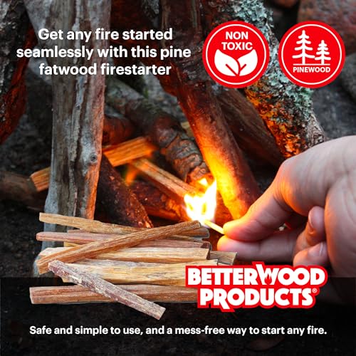 Better Wood Products 50 lbs Pine Fatwood Fire Starter Sticks - Easy Ignition for Campfires & Fireplaces (1 Pack)