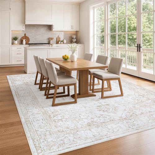 Area Rug 6x9 Living Room Washable Beige Non-Slip Rugs