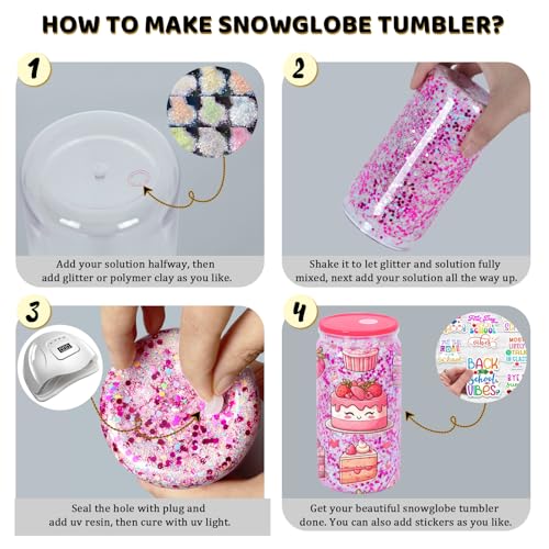16 Oz Acrylic Snowglobe Tumbler, 20 Pack Pre-Drilled Double Wall