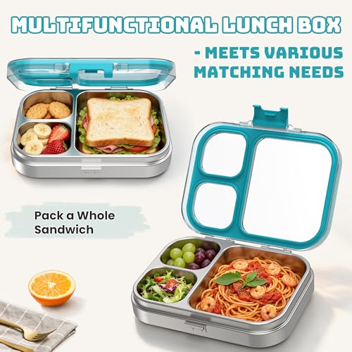 Stainless Steel Bento Lunch Box 800ml Blue Leak-Proof Kid & Adult Container