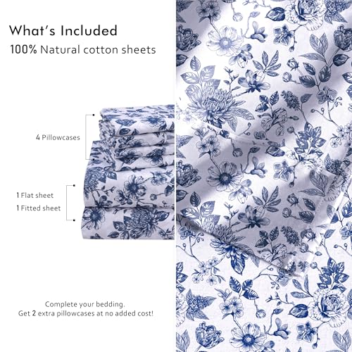 Queen Cotton Bed Sheet Set with Floral Pattern - Wild Flower